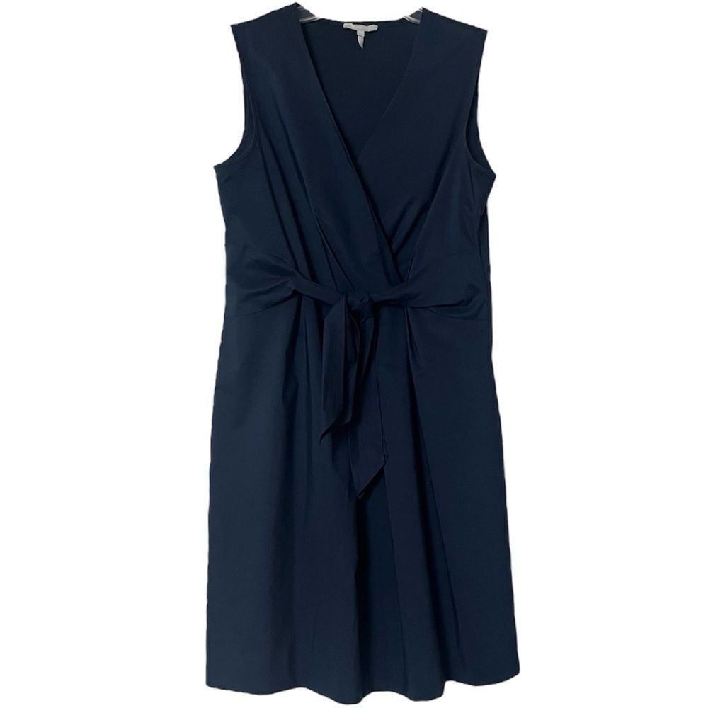 Hinson Wu Ellen Dress Faux Wrap Sleeveless Tie Front Navy Blue Knee Length Small